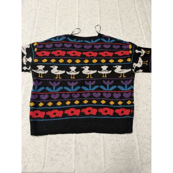 Duck Print Debut Sweater Size S/M Long sleeve Primarily Black - Picture 3 of 8